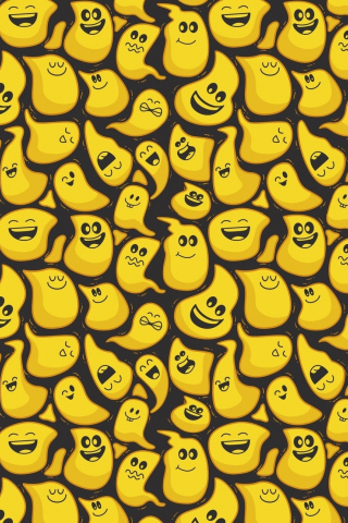 Yellow ghosts pattern, abstract, 240x320 wallpaper
