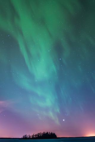 Aurora, Northern Lights, Astotin Lake, Canada, 240x320 wallpaper