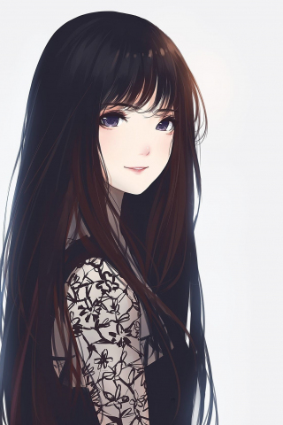 Cute, long hair, blue eyes, anime girl, original, artwork, 240x320 wallpaper