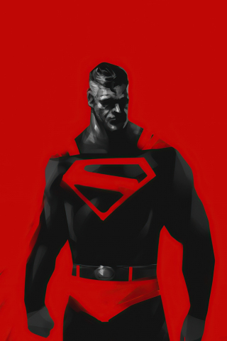 Red superman, fan art, minimal, 240x320 wallpaper