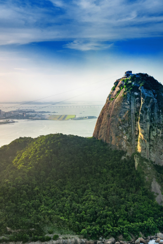 Rio de Janeiro, city, mountains, coast, aerial view, 240x320 wallpaper