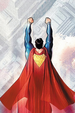 Superman, above in clouds, flight, DC comics, 240x320 wallpaper
