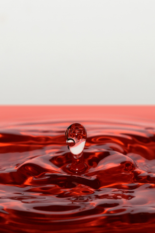 Red drop, ripple, splash, macro, 240x320 wallpaper