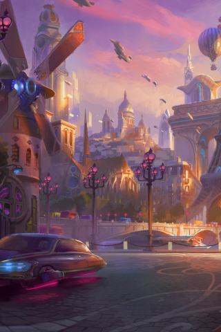 Fantasy, city, overwatch, game, 240x320 wallpaper
