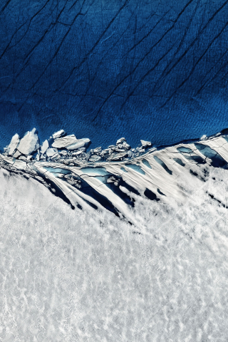 Glacier, snowy landscape, aerial view, nature, 240x320 wallpaper