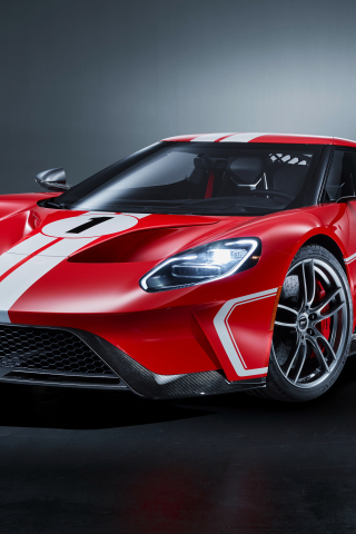 2018 Ford Gt '67 Heritage Edition, Red Sports Car, 240x320 wallpaper