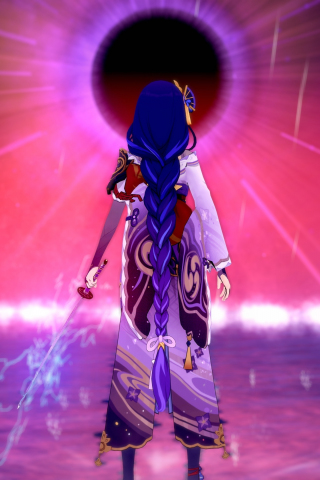 Riden shougun, genshin Impact, woman with sword, game character, 240x320 wallpaper
