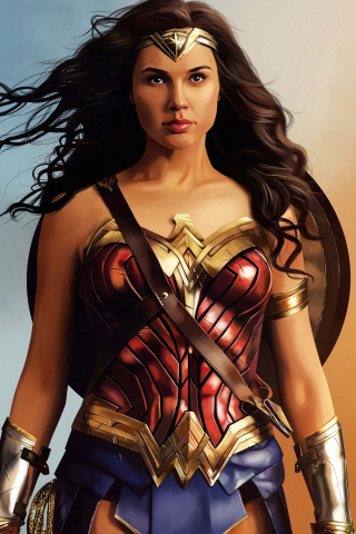 Wonder woman, artwork, warrior, superhero, 240x320 wallpaper