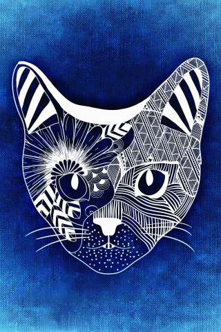 Cat, muzzle, digital art, 240x320 wallpaper