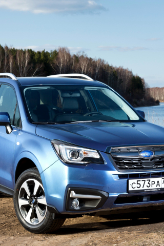 Front, blue compact SUV, Subaru Forester, 240x320 wallpaper