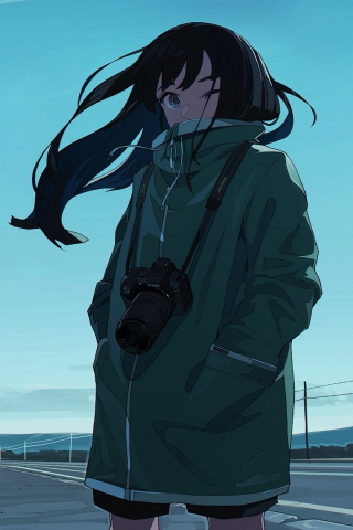 Outdoor, explorer, photography, anime girl, 240x320 wallpaper