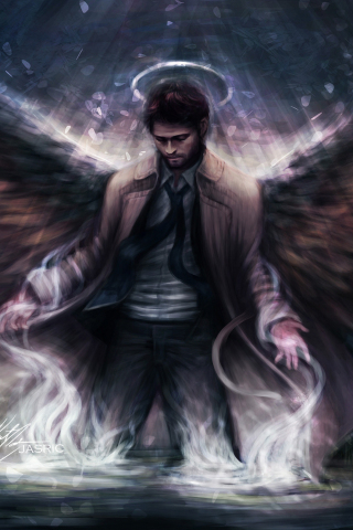 Angel, Castiel, Supernatural, fantasy, artwork, 240x320 wallpaper