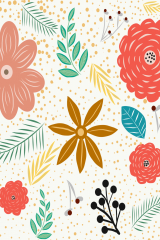 Floral design, colorful, flowers, leaf, abstract, 240x320 wallpaper