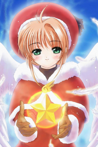 Sakura Kinomoto, anime girl, angel, 240x320 wallpaper