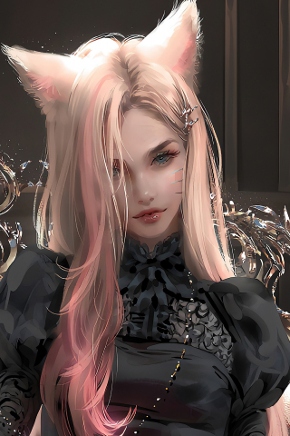 Elf girl, fantasy, beautiful pink hair, art, 240x320 wallpaper