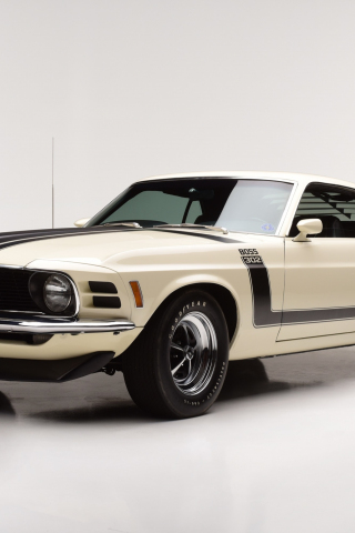 1970 Ford Mustang Boss 302, sports lines, front, 240x320 wallpaper