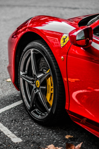 Red supercar, Ferrari, wheel, 240x320 wallpaper