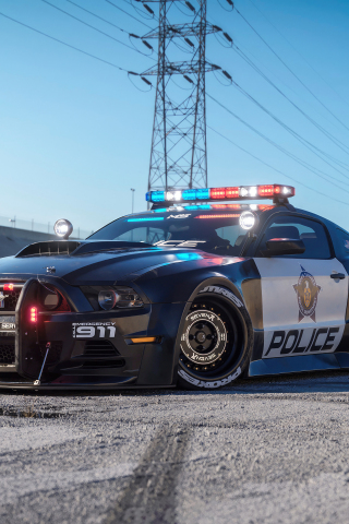 Ford Mustang Police Interceptor, car art, 240x320 wallpaper