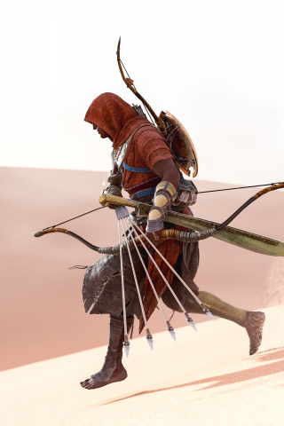 Video game, Assassin's Creed Origins, archer, desert, 240x320 wallpaper