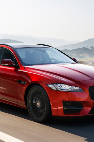 Red, luxury sedan, Jaguar XFR-S Sportbrake, 240x320 wallpaper