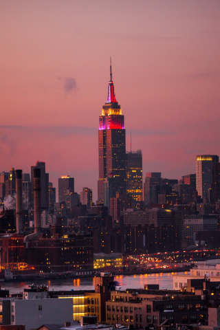 New york, sunset, Empire State Building, city, cityscape, buildings, sunset, 240x320 wallpaper