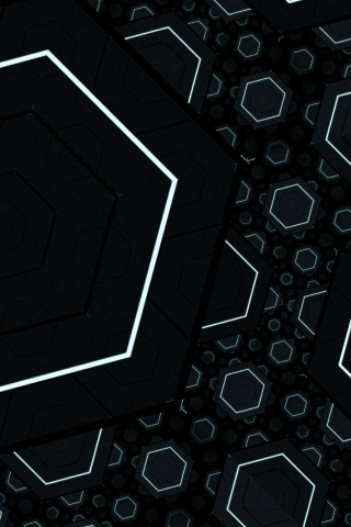 Fractal, black, hexagons, 240x320 wallpaper