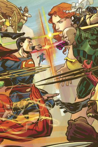 Justice league, superheroes vs villains, comics, 240x320 wallpaper