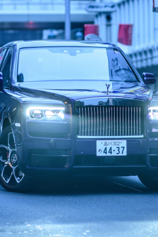 Luxurious car, headlight, Rolls-Royce Cullinan, 240x320 wallpaper