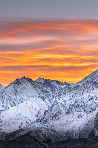 Sunset, mountains' peak, sky, nature, 240x320 wallpaper