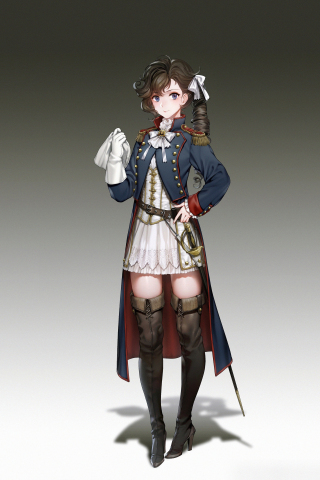 Military, anime girl, uniform, beautiful, 2019, 240x320 wallpaper