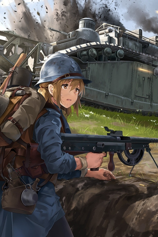 Cute soldiers, anime girls, artwork, original, 240x320 wallpaper