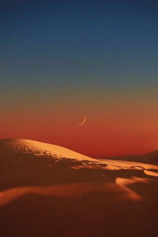 Landscape, desert, evening, moon, nature, 240x320 wallpaper