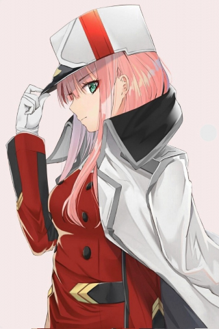 Red, uniform, zero two, anime girl, 240x320 wallpaper