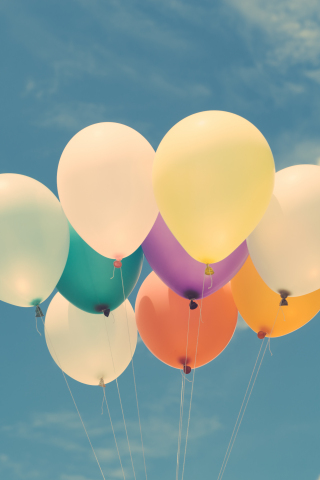 Balloons, colorful, sky, 240x320 wallpaper