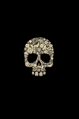Flower skull, minimal, 240x320 wallpaper