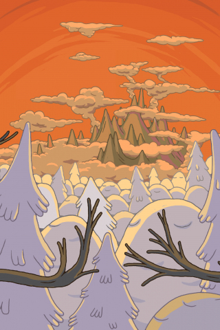 Adventure time, tree, landscape, cartoon, tv series, 240x320 wallpaper