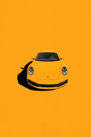 Porsche 911, yellow sportcar, minimal, 240x320 wallpaper