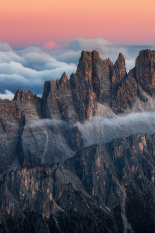 Dolomites mountain range, sunset, 240x320 wallpaper