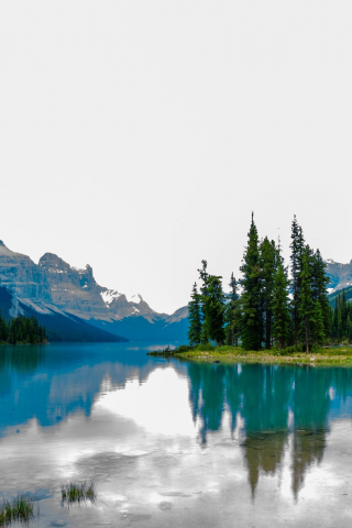 Maligne Lake, reflections, mountains, nature, 240x320 wallpaper