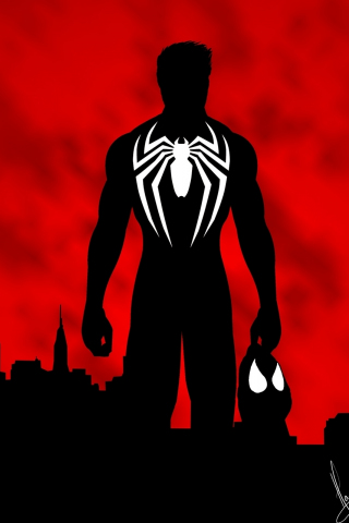 Spider-man, spidey, silhouette, art, 240x320 wallpaper