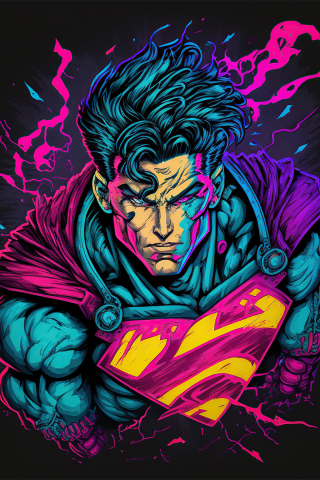 Retrofied Superman, powerful man, dark, artwork, 240x320 wallpaper