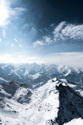 Mountains, french alps, winter, snow, sunny day, 240x320 wallpaper