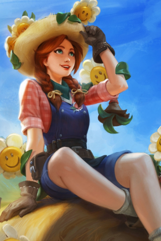 Beautiful girl, video game, Smite, farm, art, 240x320 wallpaper