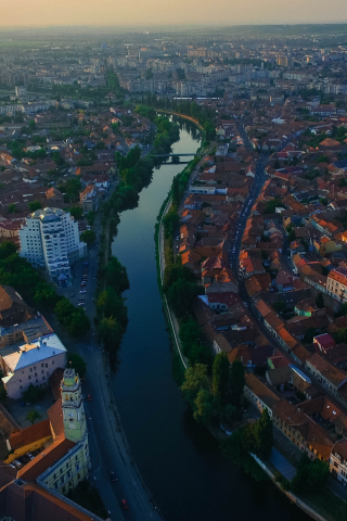 City, river, aerial view, 240x320 wallpaper