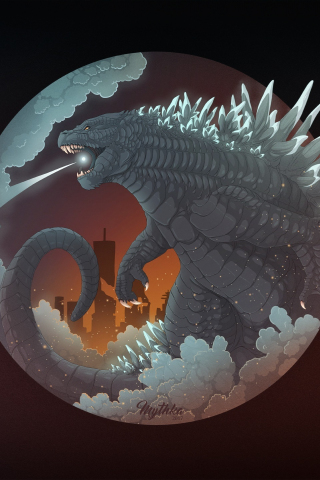 Godzilla, monster, creature, artwork, 240x320 wallpaper
