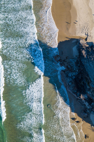 Coast, aerial view, sea waves, seashore, 240x320 wallpaper