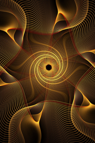 Fractal, lines, twisted, yellow, 240x320 wallpaper