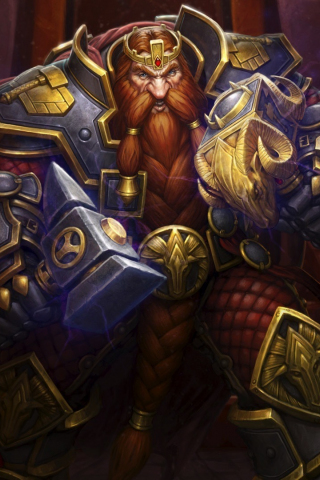 Dwarf king, warrior, Hearthstone, 240x320 wallpaper