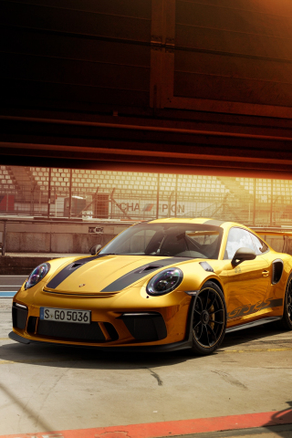 Golden car, Porsche 911 GT3, 240x320 wallpaper