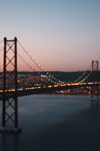 Blur, bridge, sunset, 240x320 wallpaper